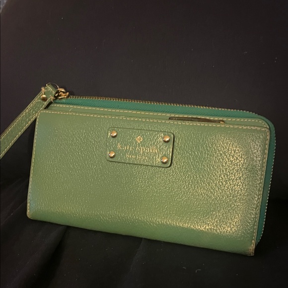 kate spade Handbags - kate spade teal pebbled leather wristlet clutch